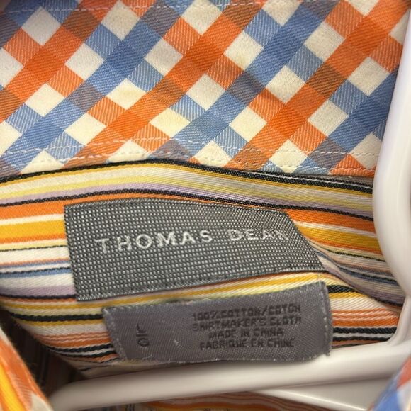 Thomas Dean cotton multicolored vertical stripe long sleeve shirt Size L EUC - Picture 9 of 10